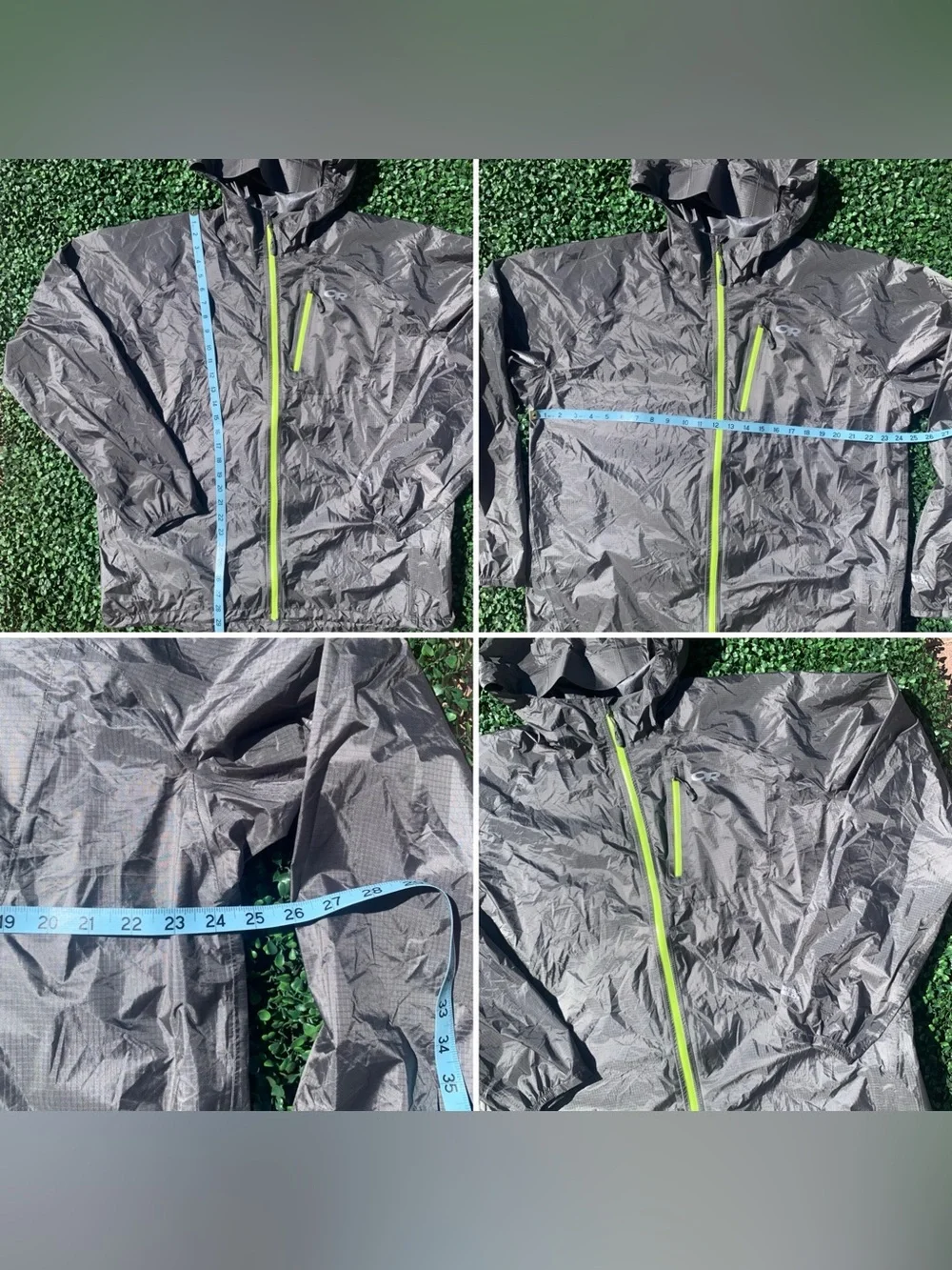 Outdoor Research Men’s Helium II Jacket in gray w/ neon yellow full zip Sz XL
